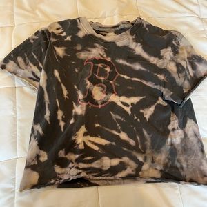 Cropped bleach dyed redsox  tee
